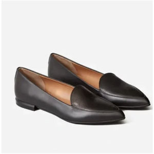 Everlane Womens The Modern Point Loafer Size 9 Black Tonal Leather NWOB